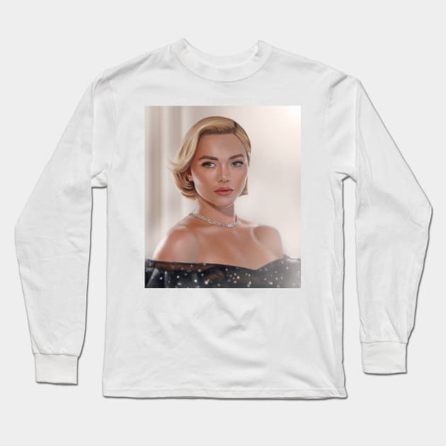 Florence Pugh - Portrait Long Sleeve T-Shirt by brainbag